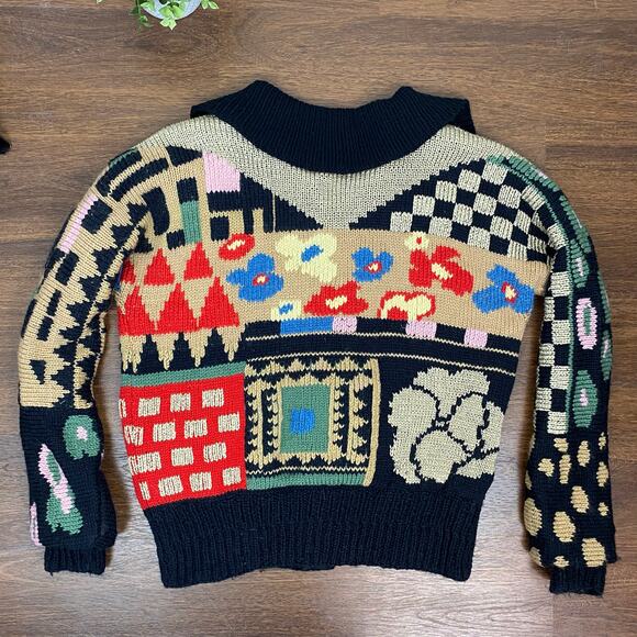 Vintage Handmade Abstract Chunky Knit Jacket - Picture 2 of 8